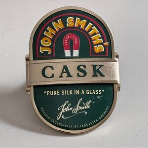 Vintage John Smith's Green and Gold Cask Tap Badge